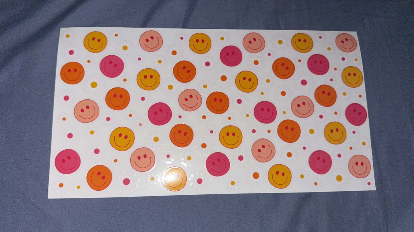 Orange,Pink,Yellow Smiley Face Decal