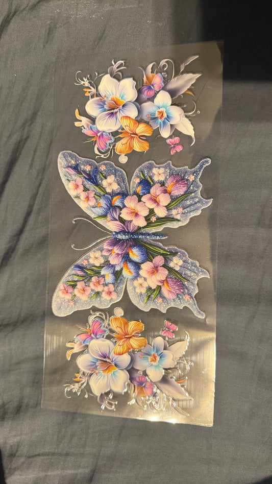 Elegant butterfly with flowers Decal