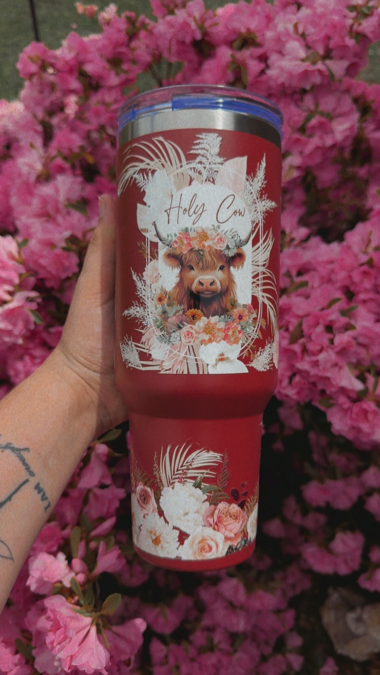 Red 40 oz Cow Tumbler