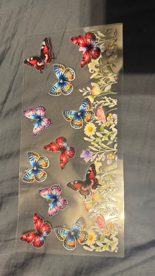 Butterfly and Flowers Decal