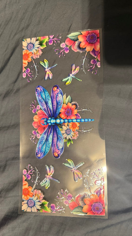 Dragonfly and Flowers Decal